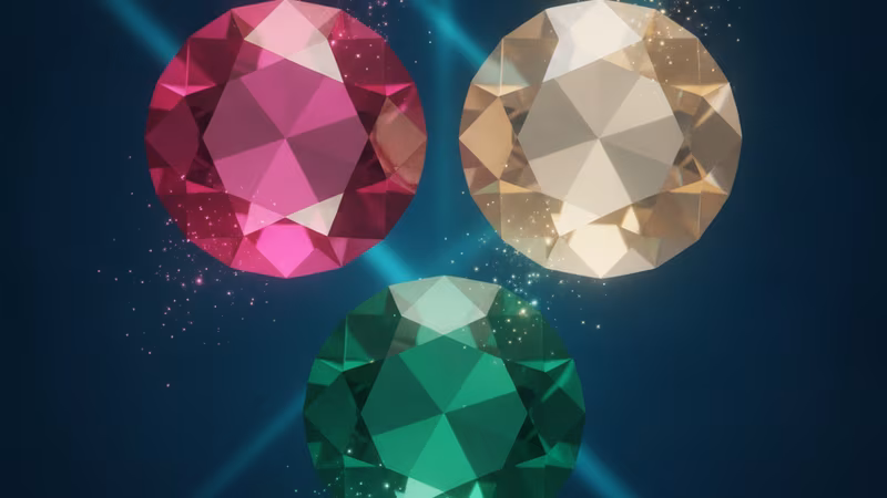 Cover art for Ternion: three cut gemstones on a dark teal background